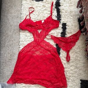 Elegant Red Lace Lingerie Set